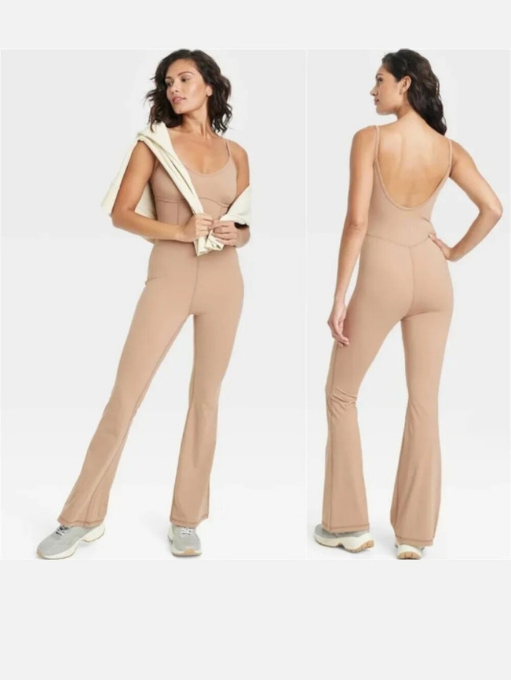 Joy Lab Latte Flare Leg Jumpsuit Size XL NWT
